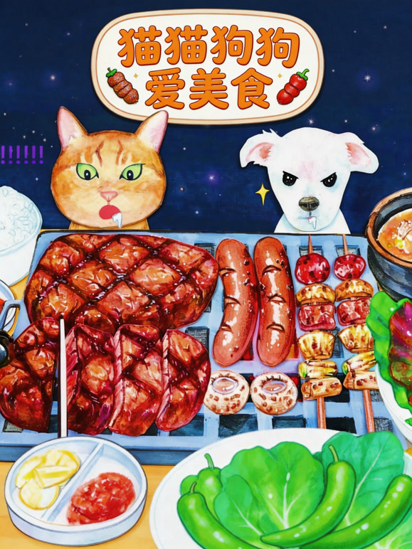 猫猫狗狗爱美食封面图